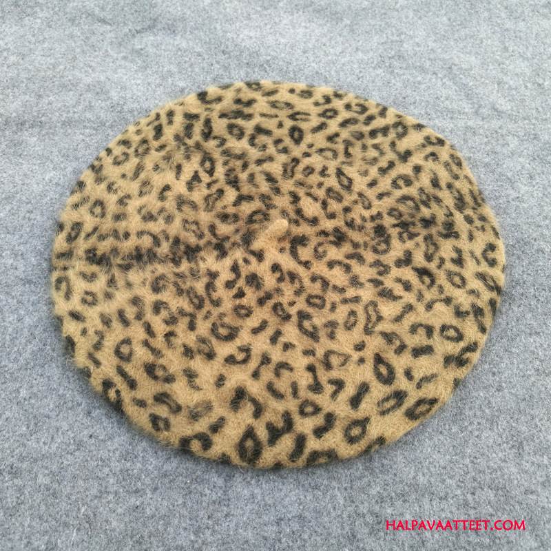 Naisten Hattu Verkossa Kanihiukset Painettu Maalari Leopardi Suuri Punainen