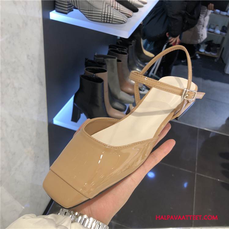 Naisten Sandaalit Halpa Kengät Neliön Pää Iso Patent Leather Kevät Punainen