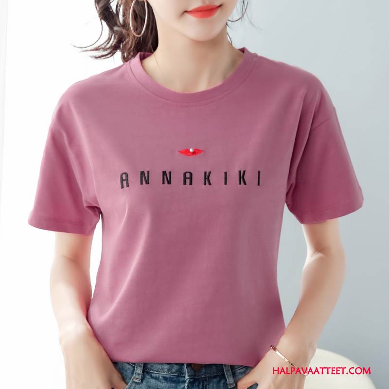Naisten T-paidat Netistä Löysät Puuvilla Muoti Takki Super Punainen