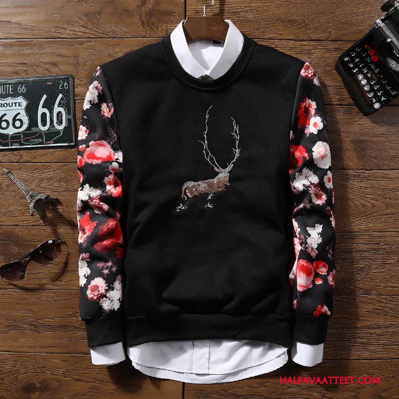 Miesten Huppari Kauppa Hupparit Miehille Pitkät Hihat Pullover Casual Musta