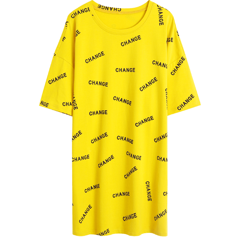 Naisten T-paidat Halpa Kesä Lyhythihainen Löysät Pitkässä Osassa T-paita Keltainen