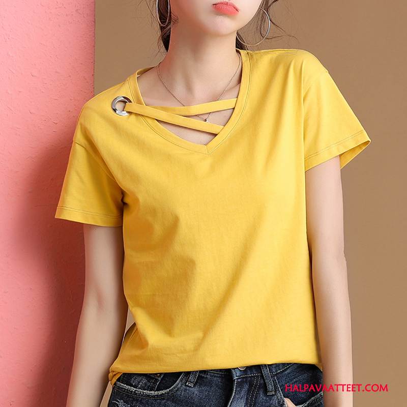 Naisten T-paidat Halpa T-paita Trendi Takki Super Lyhythihainen Keltainen Punainen