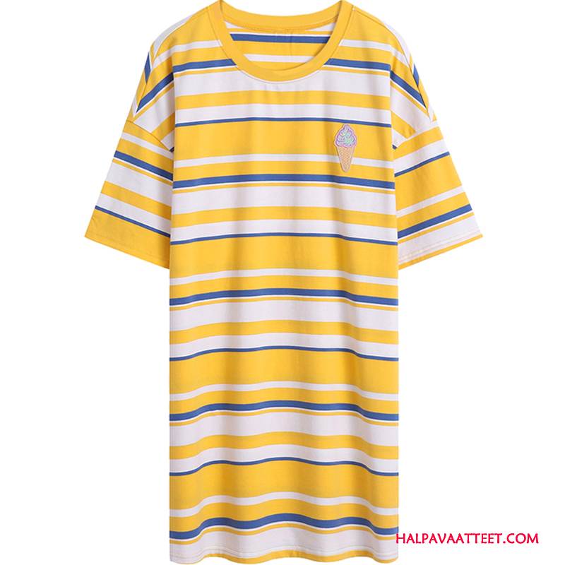 Naisten T-paidat Myynti Trendi Puoli Hiha Takki T-paita Pitkässä Osassa Keltainen Punainen